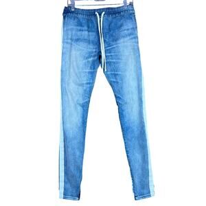 Pacsun Womens Jeans Blue Elastic Waist Jogger Zipped Ankles Drawstring Stretch S